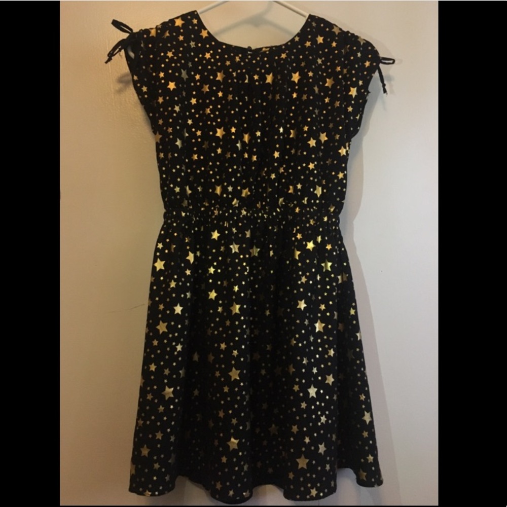 Kids Black with Gold Foil Stars Dress